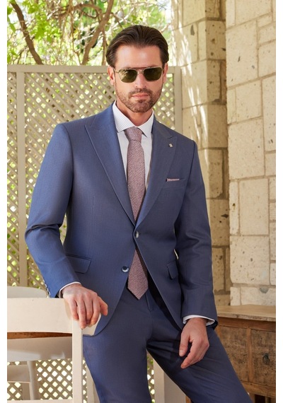 İmza İndigo Kırlangıç Yaka 6 Drop Slim Fit Tam Astar Esnek Takım Elbise 1001260174 Indigo
