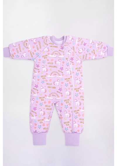 Babyhola 2.5 Tog Yorgan Gerektirmeyen Kalın Elyaf Dolgulu Çocuk Uyku Tulumu Pamuk Astarlı Unisex 6020 Lila