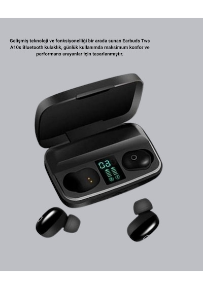 Tws A10s Bluetooth 5.0 Kulaklık Powerbank Şarj Kutulu Semeglbl - 78 Mini Tasarım siyah