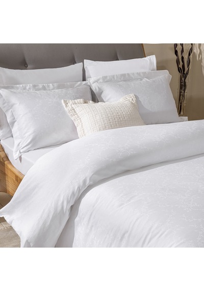 Chakra Veludo %100 Pamuk Extra King Size Nevresim Seti 260x220 Cm Beyaz