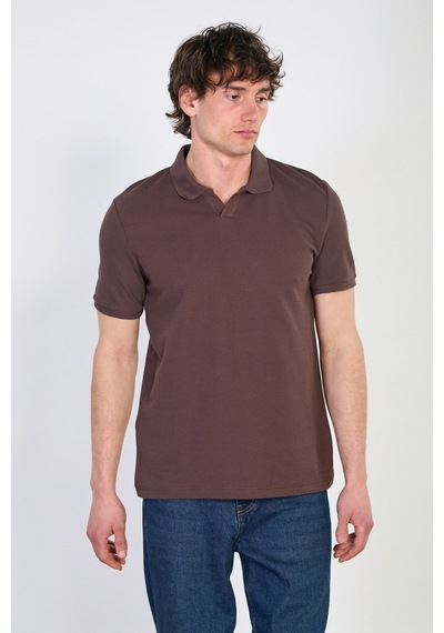 Barrels And Oıl Erkek Waffle Yakalı T-shirt - Kahve Kahve