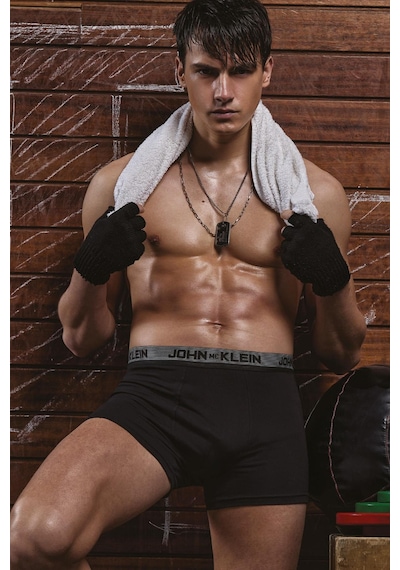 Cazibella Classic Desenli Lastikli Erkek Boxer-15 Siyah