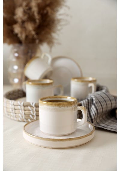 Keramila Shizen Krem Stackable Çay Takımı 12 Parça 6 Kişilik Q44 Krem