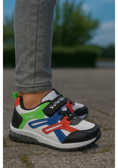 Unisex Çocuk Cırtlı Bağcıklı Sneaker Günlük Spor Ayakkabı Çok Renkli