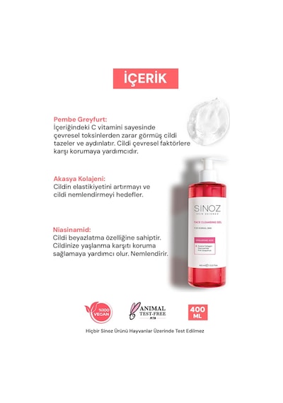 Sinoz Normal Ciltler için Yüz Temizleme Jeli 400 ML