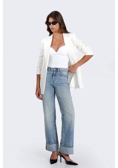 Thalure Kadın Beyaz Keten Blazer