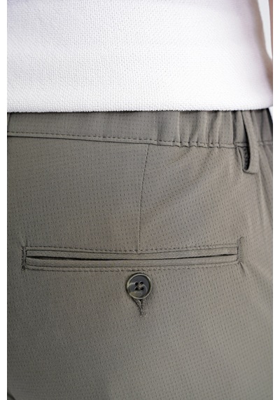 Regular Fit Yan Cep Doku Desenli Beli Lastikli Haki Pantolon P 1212