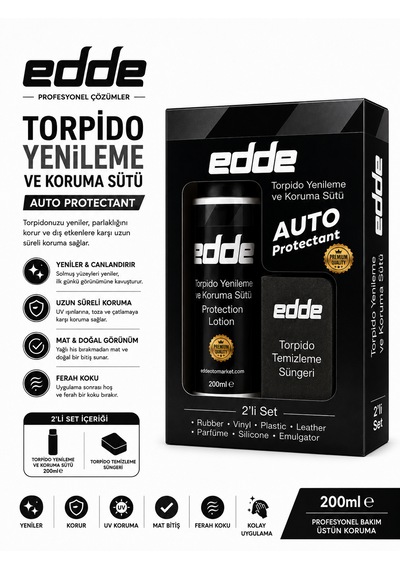 Edde Araba Araç Oto Torpido Koruyucu Koruma Ve Yenileme Sütü Ve Temizleme Süngeri 250ml