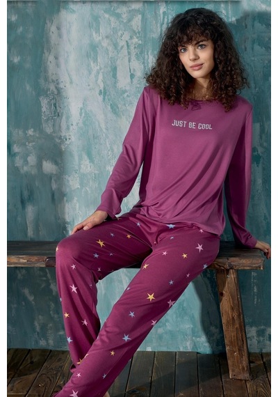 Cotonhause Kadın Uzun Kol Mürdüm Pijama Takımı C5t0n9o02-4 001