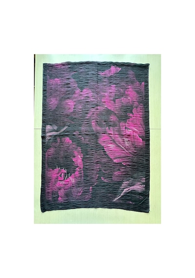 Müslüm, Floral Yaprak Desenli Bürümcük Şal Zarif, Kaymaz, Terletmez Ve Rahat Kullanım 75 X 200 Cm Siyah Mürdüm