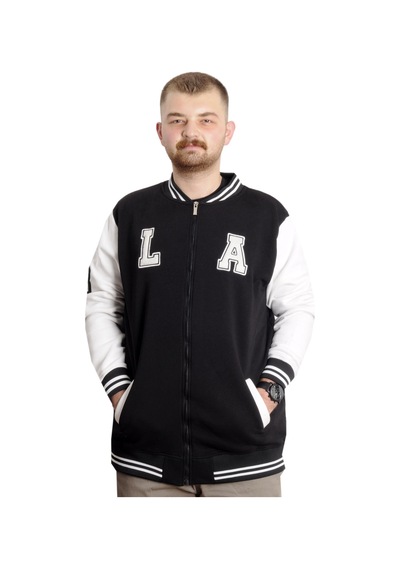 Mode Xl Büyük Beden Erkek Kolej Mont Nakışlı Ceket 23632 Siyah Siyah