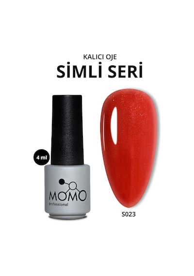 Momo Professional Kalıcı Oje S023 Işıltılı Klasik Kırmızı 4 Ml