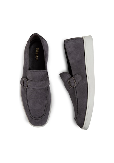 Deery Hakiki Süet Gri Tokalı Erkek Loafer Ayakkabı - 01959mgrıc01 Gri