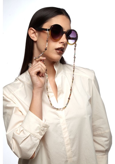 Okkia Monica Unisex Büyük Yuvarlak Güneş Gözlüğü Havana Sarısı