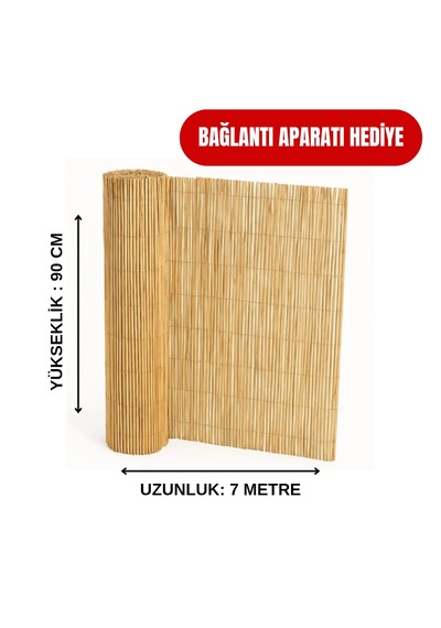 90 Cm X 7 Metre Kamış Hasır Çit - Balkon Demiri Örtüsü Ve Rüzgar Kesici Tam Ölçü