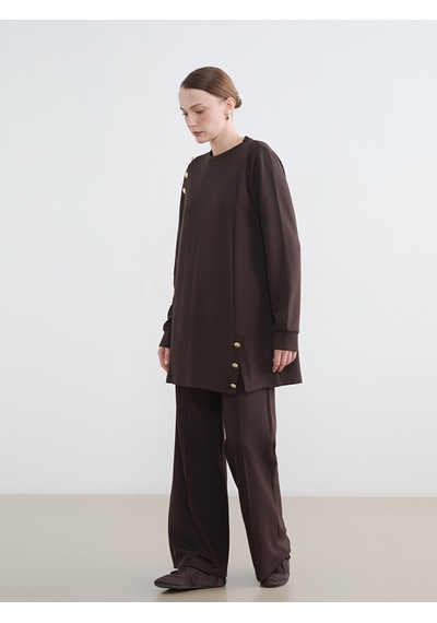 Lcw Everyday Kahverengi Soft Touch Kadın Sweatshirt Tunik