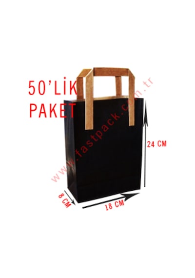 50 Adet 18X24 Cmlik Saplı Renkli Kraft Kağıt Poşet Çanta