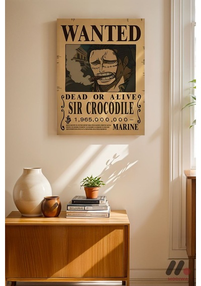 One Piece Sir Crocodile Wanted Poster, Çerçevesiz Yüksek Kalite Duvar Afişi - Anime Severlere Özel H