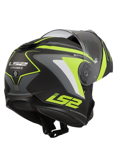 Ls2 Strobe 2 Phantom Çene Açılır Motosiklet Kaskı Gri - Neon Sarı