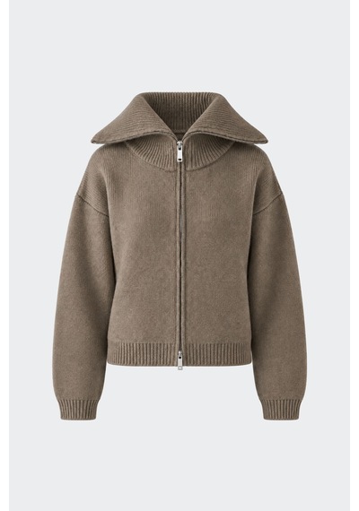 Suud Collection Sütlü Kahve Aspen Fermuarlı Triko Hırka