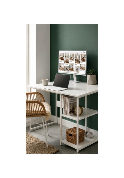 Vienna 2 Raflı Metal Ayak Çalışma Masası Laptop Masası Bilgisayar Masası 60x120cm Beyaz - Beyaz Vienna 2 Raflı Metal Ayak Çalışma Masası Laptop Masası Bilgisayar Masası 60x120cm Beyaz - Beyaz