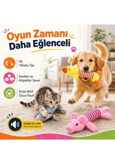 Sogud Peluş Fare Kedi Köpek Oyuncağı - 25 X 10 X 4 Cm - Gri Mavi