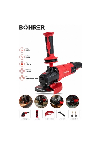 Böhrer Ba011338 1200 Devir 125 Mm Köşe Taşlama