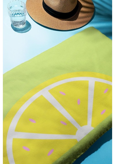Dijital Baskı Plaj Deniz Havlusu Limon Desenli Peştamal Hvl0162 Diğer