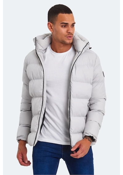 Slazenger HANK Erkek Kapüşonlu Şişme Taş Gri Mont & Kaban