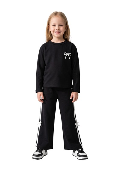 New Kids Kız Takım Çocuk Uzun Kol Fiyonk Syh Detaylı -91252 Siyah