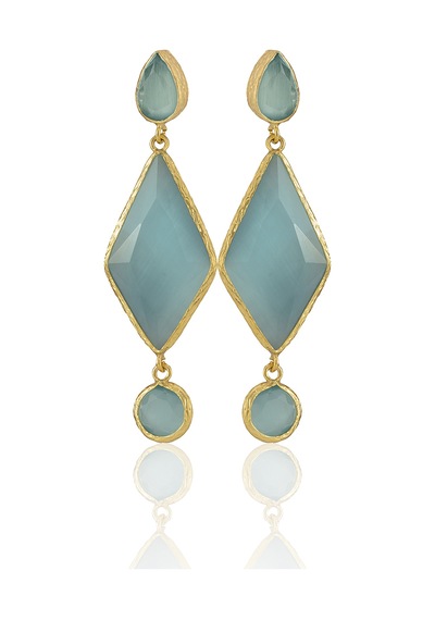 Kadir Jewellery 22 Ayar Altın Kaplama Kadın Sallantılı Küpe -el İşçiliği Ve Hipoalerjenik Küpe Açık Mavi 58730768