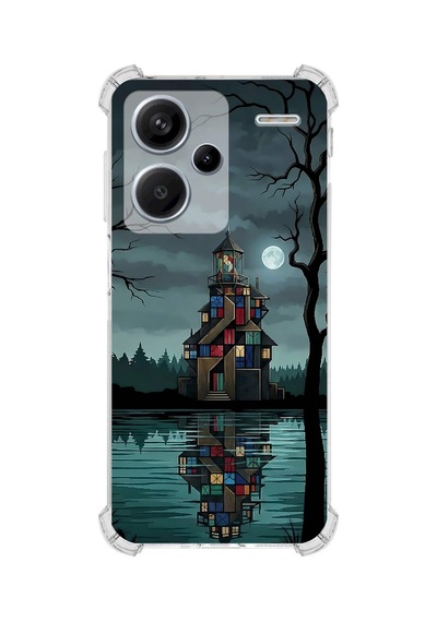 Printify Xiaomi Redmi Note13proplus İle Uyumlu Simya Serisi Gölge Ve Cam Tasarımlı Uv Baskılı Köşe Korumalı Antişok Kılıf Şeffaf