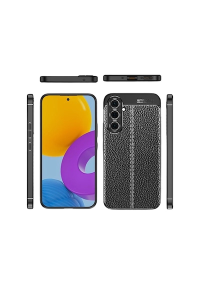 Samsung Galaxy A37 Uyumlu Silikon Kılıf Deri Desenli Darbe Emici Autofocus Tam Koruma Kapak