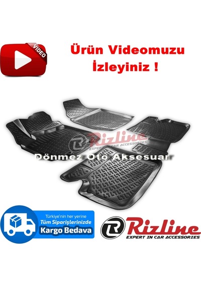 Toyota Corolla Uyumlu 3D Paspas Havuzlu Siyah Sedan 2007-2013 Rizline