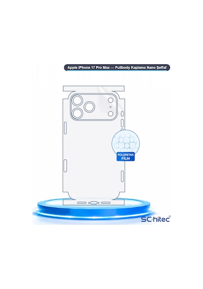 İphone 17 Pro Max Uyumlu Fullbody Arka Kaplama Hidrojel Koruyucu Film