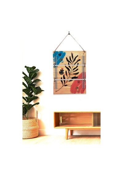 3'lü Şık Modern Boho Ahşap Tablo Modeli, Ev, Oturma Odası, Salon, Ofis Duvar Dekorasyonu