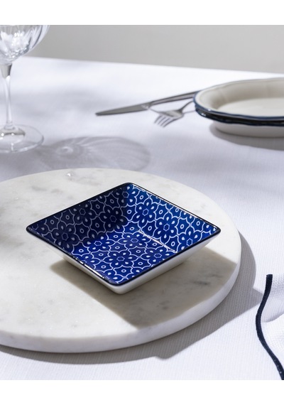 Reve Bleu Mais Kare Tabak - 12 Cm - Mavi/beyaz 8684427225738 Çok Renkli