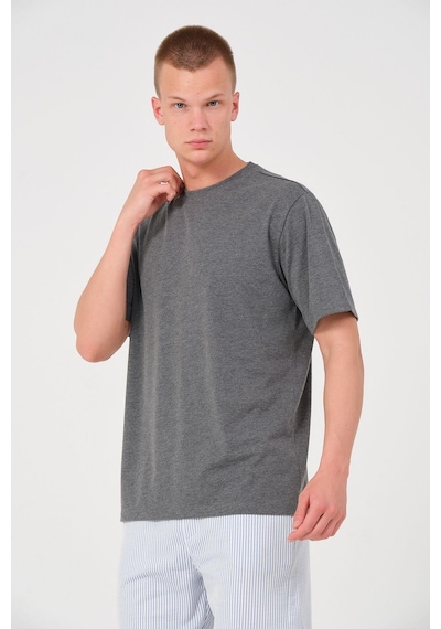 Rich Erkek 4 Lü Paket %100 Pamuk Oversize Tişört Basic Bisiklet Yaka Kısa Kollu T-shirt Gri