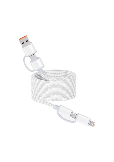 Usb-a Ve Type-c Girişli, Type-c Ve Lightning Çıkışlı Kablo 1m Beyaz