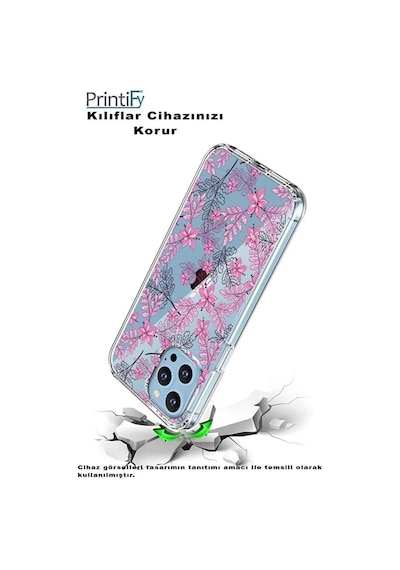 Xiaomi Redmi Note 14 5g İle Uyumlu Floral Pembe Baskılı Kamera Korumalı Şeffaf Kılıf