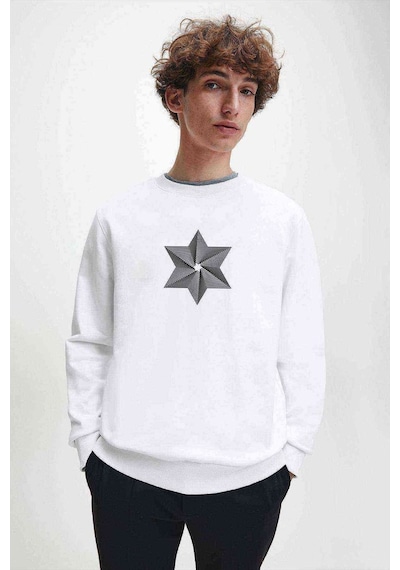Hipnos David Baskılı Beyaz Erkek Örme Sweatshirt