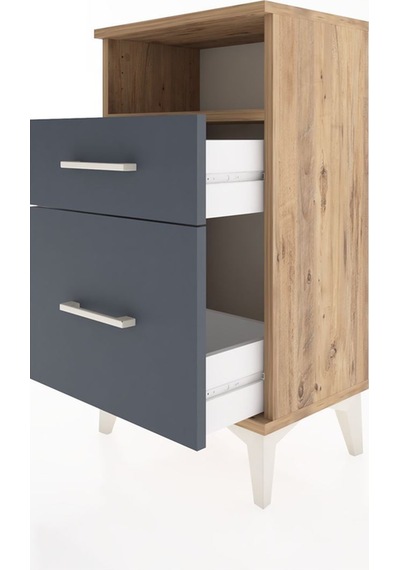 Arges Komodin 3 Çekmeceli 44x30x80 Çam-antrasit Atlas Çam