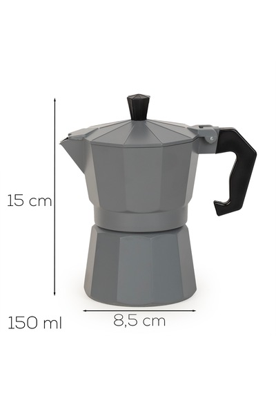 Porsima Mnb05742-2 Ocaküstü Moka Pot 3 Fincanlık Alüminyum Kahve Espresso Cezvesi Antrasit 150ml