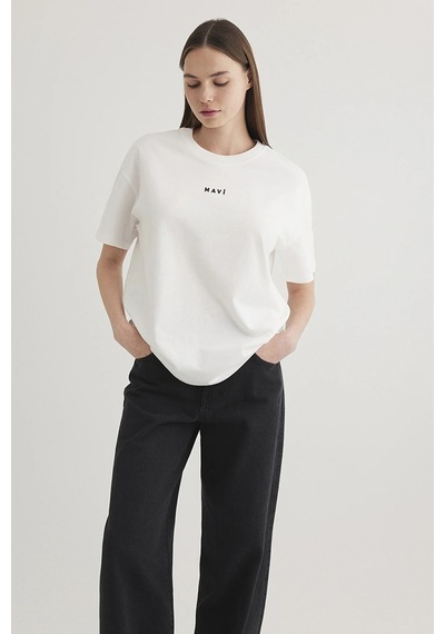Mavi Bayan T Shirt 1612518-70057 Ekru Ekru