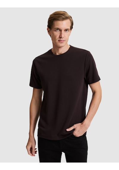 Pierre Cardin Koyu Kahverengi Regular Fit Basic Tişört 50333999 Vr084
