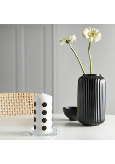 Ikea Fenomen Cam Kaplı Kokulu Mum 6,8 X 14 Cm Kokusuz Beyaz - Siyah