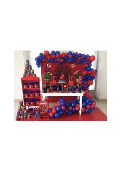 100 Adet Spider Man Temalı Balon Ve 5 Metre Balon Zinciri Mix