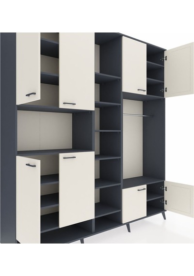 Hyperion Dolap 18 Raflı 8 Kapaklı Tek Askılı 220x44x243 Antrasit-aytaşı/antrasit Aytası/antrasıt Hyperion Dolap 18 Raflı 8 Kapaklı Tek Askılı 220x44x243 Antrasit-aytaşı/antrasit Aytası/antrasıt