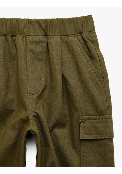 Koton Cep Detaylı Rahat Kesim Pamuklu Gabardin Jogger Kargo Pantolon Haki 7wmb40023tw