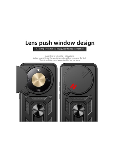 Teleplus Honor Magic 8 Lite Kılıf Magnetik Standlı Kamera Korumalı Slide Sürgülü Cover Kapak